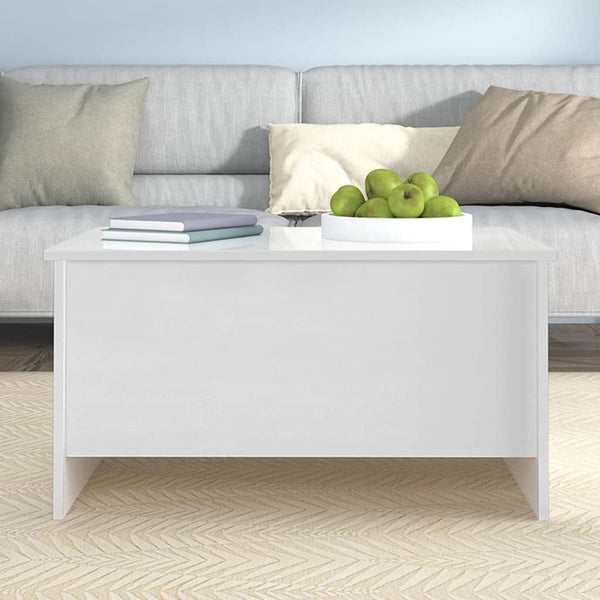 Coffee Table High Gloss White 80X55.5X41.5 Cm Engineered Wood Coffee Tables