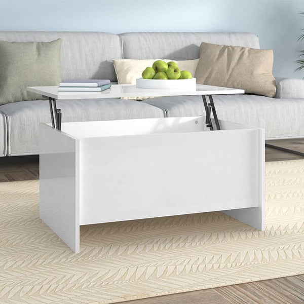 Coffee Table High Gloss White 80X55.5X41.5 Cm Engineered Wood Coffee Tables