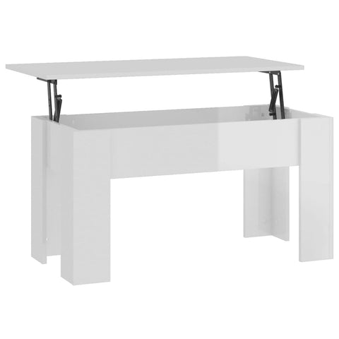 Coffee Table High Gloss White 101X49x52 Cm Engineered Wood