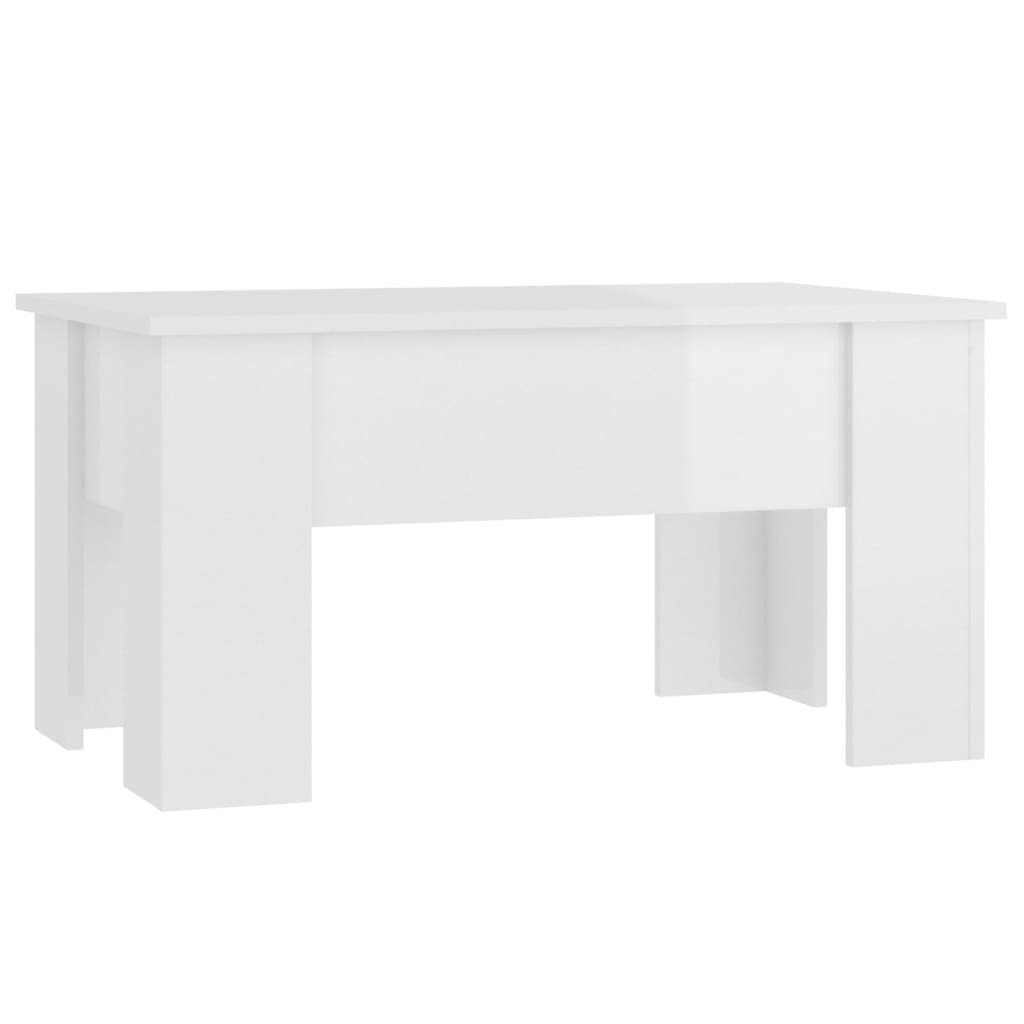 Coffee Table High Gloss White 79X49x41 Cm Engineered Wood Coffee Tables