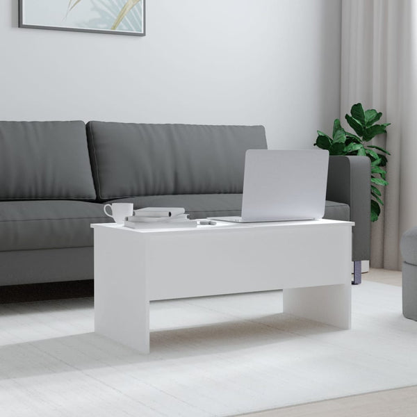 Coffee Table White 102X50.5X46.5 Cm Engineered Wood Coffee Tables