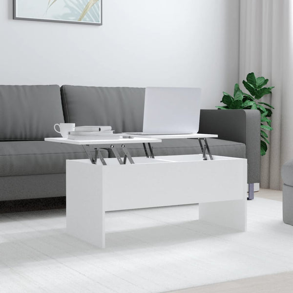 Coffee Table White 102X50.5X46.5 Cm Engineered Wood Coffee Tables