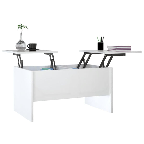 Coffee Table High Gloss White 80X50x42.5 Cm Engineered Wood Coffee Tables
