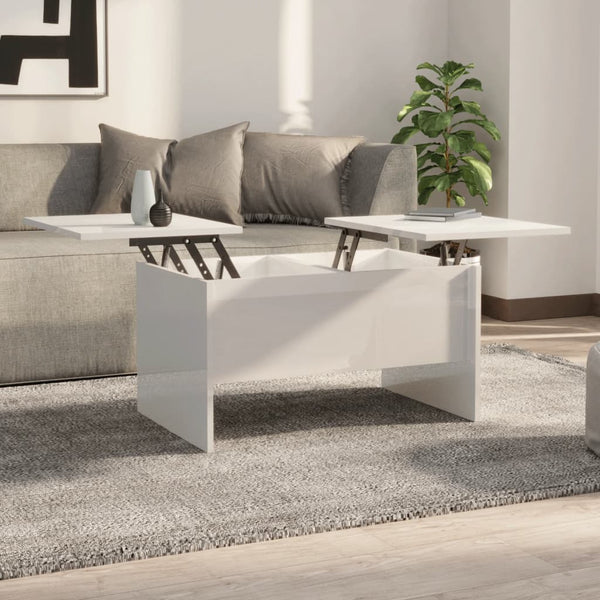 Coffee Table High Gloss White 80X50x42.5 Cm Engineered Wood Coffee Tables
