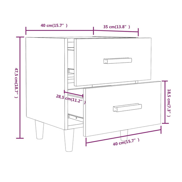 Bed Cabinets 2 Pcs White 40X35x47.5 Cm Bedside Tables