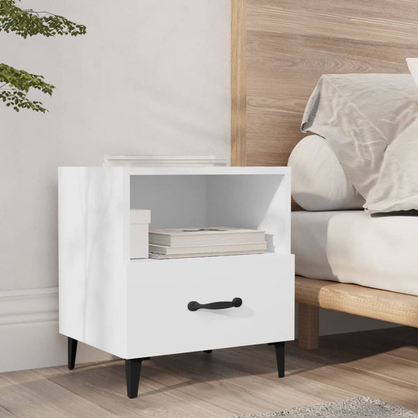 Bedside Cabinets 2 Pcs White Engineered Wood Bedside Tables
