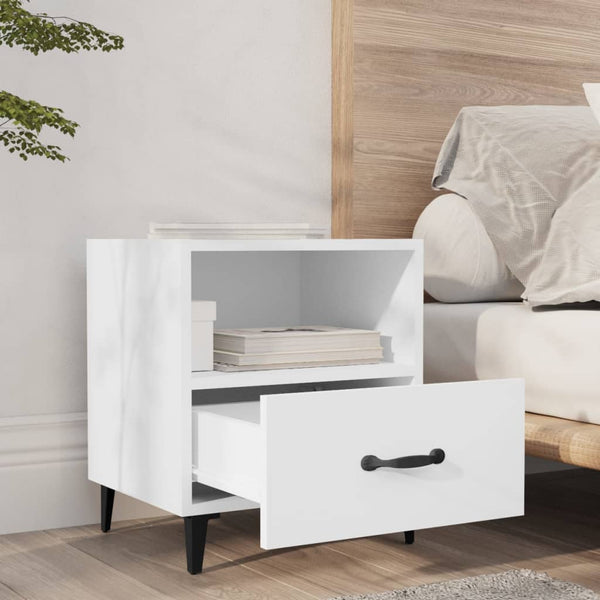 Bedside Cabinets 2 Pcs White Engineered Wood Bedside Tables