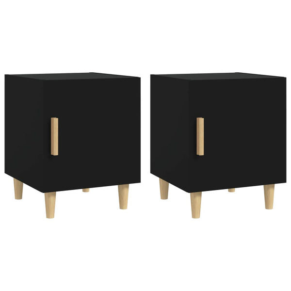 Bedside Cabinets 2 Pcs Black Engineered Wood Bedside Tables
