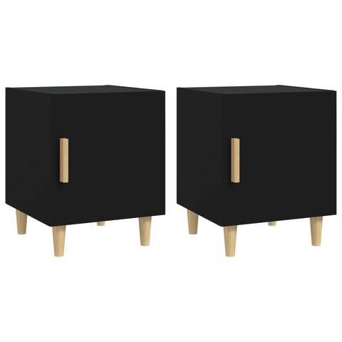 Bedside Cabinets 2 Pcs Black Engineered Wood Bedside Tables