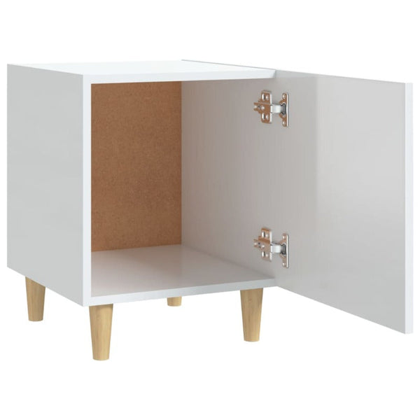 Bedside Cabinets 2 Pcs High Gloss White Engineered Wood