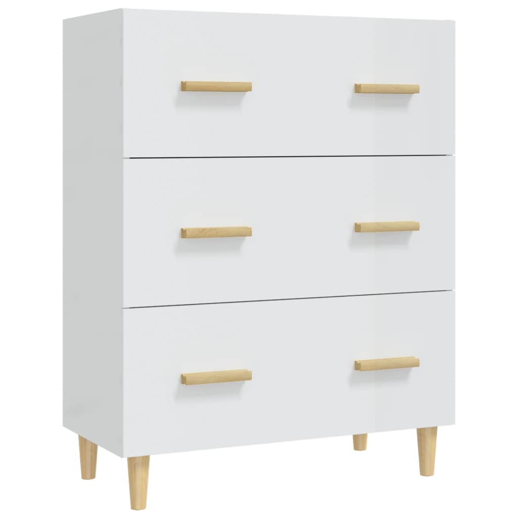 Sideboard High Gloss White 70X34x90 Cm Engineered Wood Sideboards & Buffets