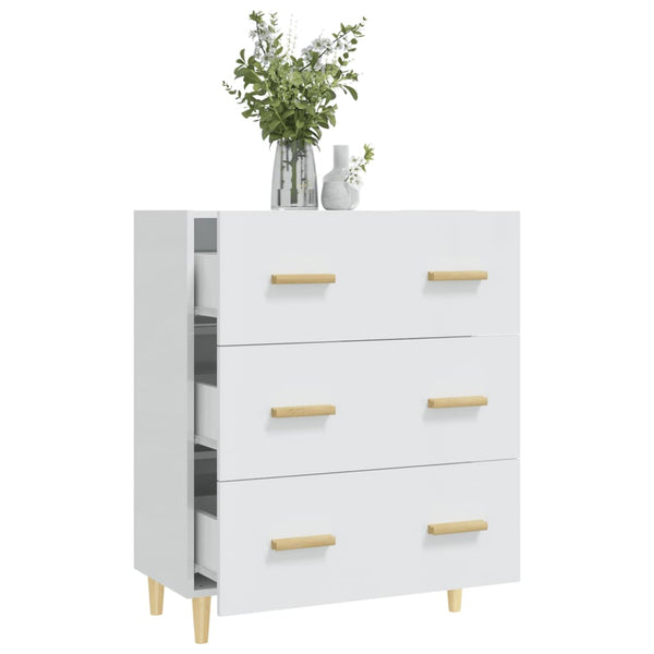 Sideboard High Gloss White 70X34x90 Cm Engineered Wood Sideboards & Buffets