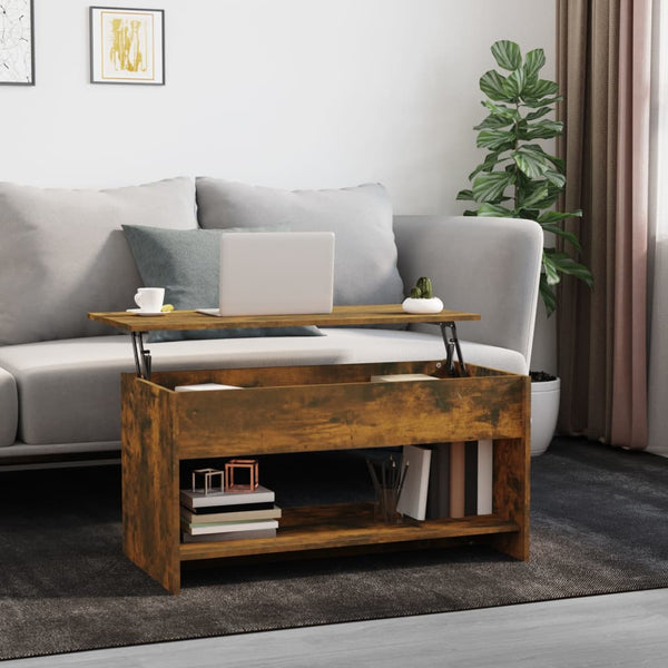 Coffee Table Smoked Oak 102X50x52.5 Cm Engineered Wood Coffee Tables