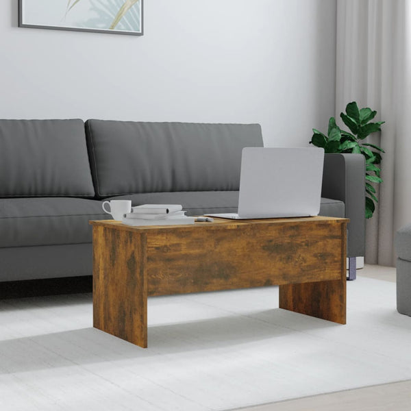 Coffee Table Smoked Oak 102X50.5X46.5 Cm Engineered Wood Coffee Tables
