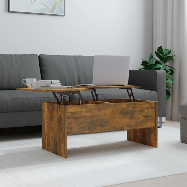 Coffee Table Smoked Oak 102X50.5X46.5 Cm Engineered Wood Coffee Tables