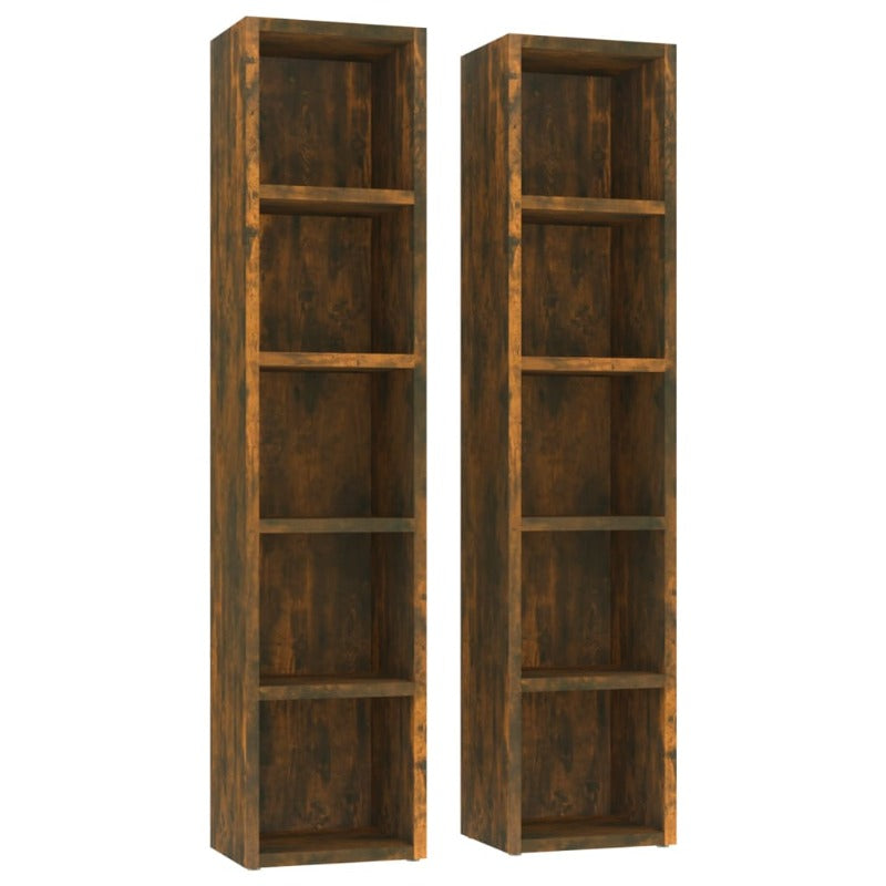 Cd Cabinets 2 Pcs Smoked Oak 21X16x93.5 Cm Engineered Wood Cabinets & Cupboards
