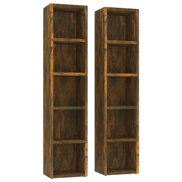Cabinets & Cupboards Cd Cabinets 2 Pcs Smoked Oak 21X16x93.5 Cm Engineered Wood
