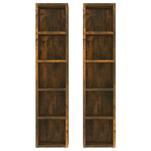 Cabinets & Cupboards Cd Cabinets 2 Pcs Smoked Oak 21X16x93.5 Cm Engineered Wood
