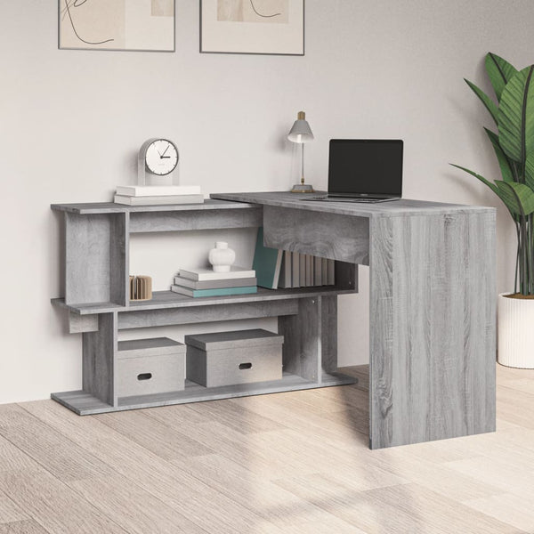 Corner Desk Grey Sonoma 200X50x76 Cm Engineered Wood Home Office Desks