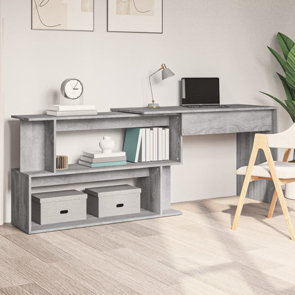 Corner Desk Grey Sonoma 200X50x76 Cm Engineered Wood Home Office Desks
