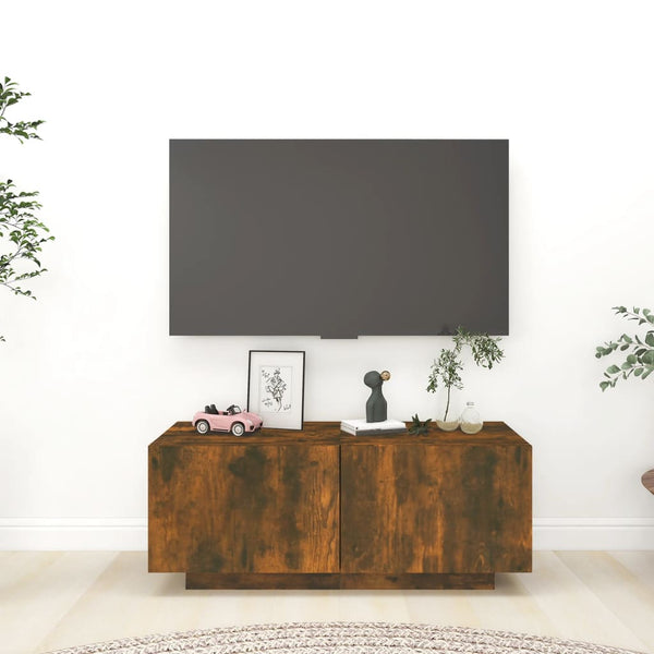 Tv Cabinet Smoked Oak 100X35x40 Cm Engineered Wood Tv Stands & Entertainment Units