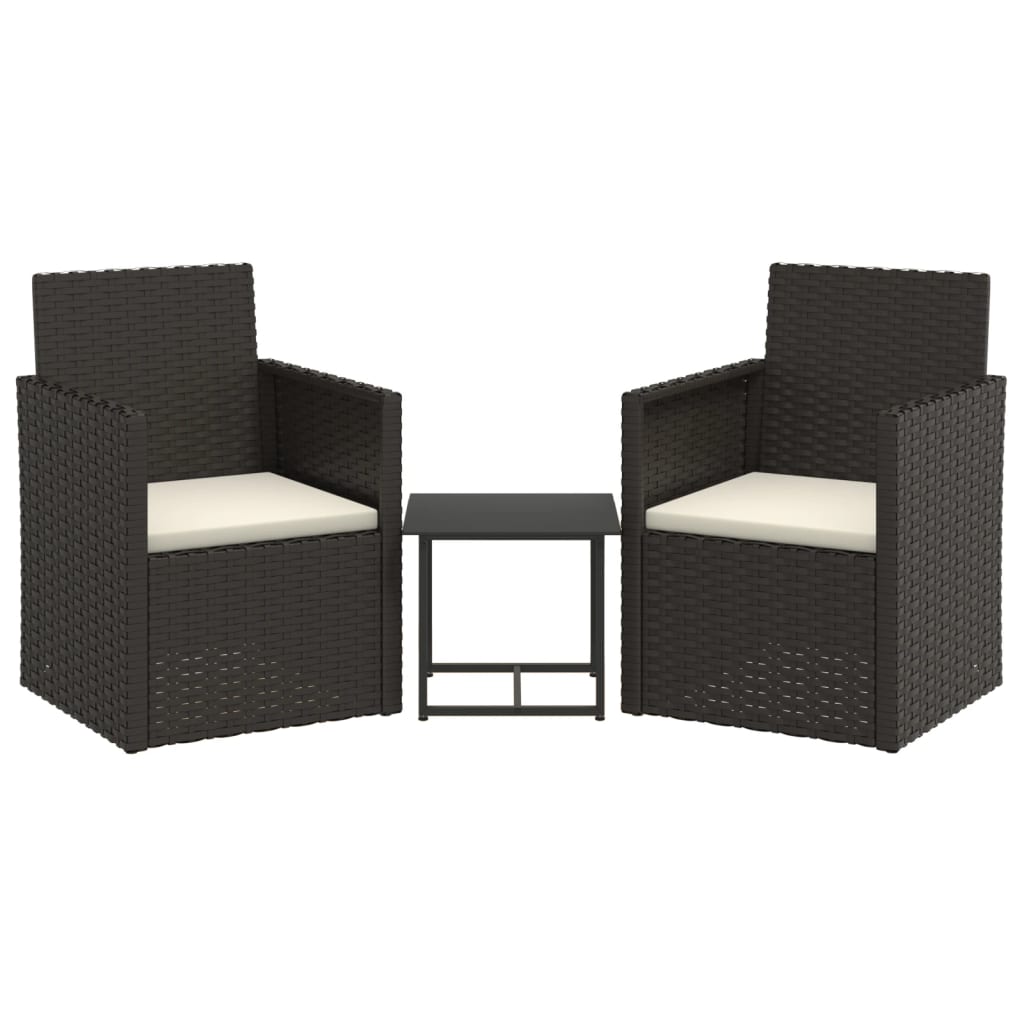 3 Piece Outdoor Sofa Set With Cushions Black Poly Rattan Patio Furniture Sets