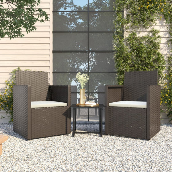 3 Piece Outdoor Sofa Set With Cushions Black Poly Rattan Patio Furniture Sets