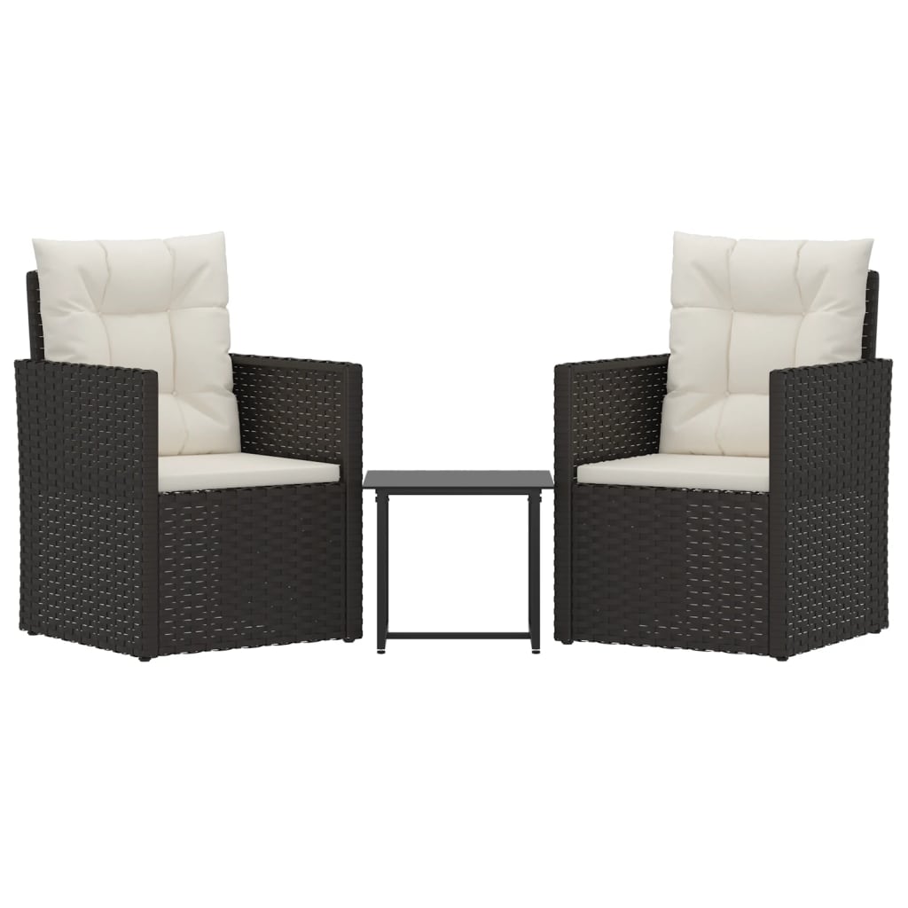 3 Piece Outdoor Lounge Set With Cushions Poly Rattan Black Patio Furniture Sets