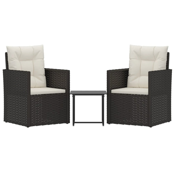 3 Piece Outdoor Lounge Set With Cushions Poly Rattan Black Patio Furniture Sets