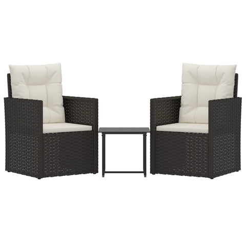 3 Piece Outdoor Lounge Set With Cushions Poly Rattan Black Patio Furniture Sets