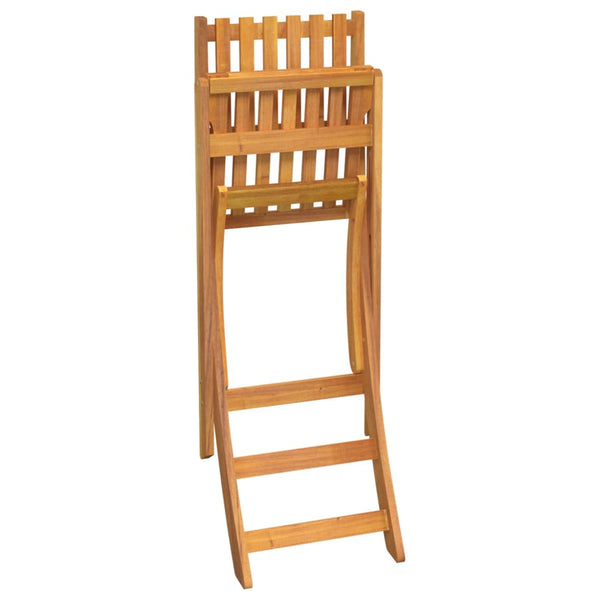 Folding Outdoor Bar Stools 2 Pcs Solid Wood Acacia Benches Bar Stools