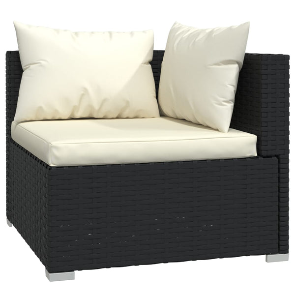 5 Piece Garden Lounge Set With Cushions Poly Rattan Black Patio Furniture Sets