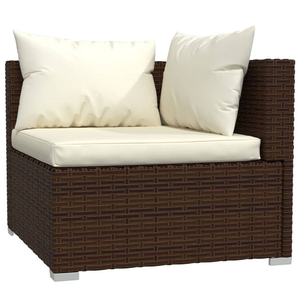 5 Piece Garden Lounge Set With Cushions Poly Rattan Brown Patio Furniture Sets