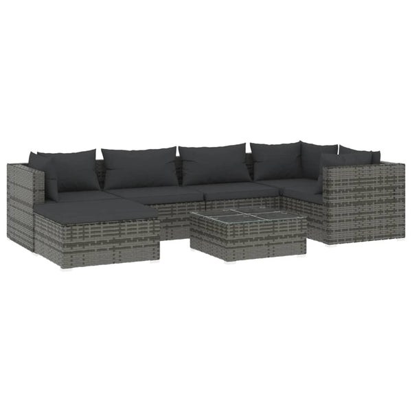 7 Piece Garden Lounge Set With Cushions Poly Rattan Grey Patio Furniture Sets