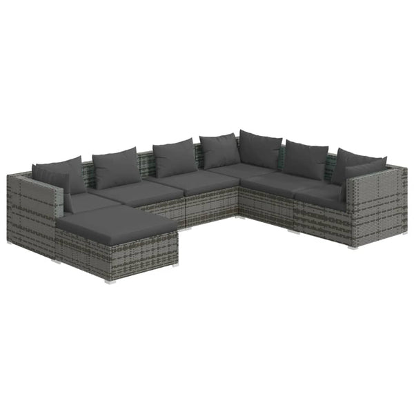 7 Piece Garden Lounge Set With Cushions Poly Rattan Grey Patio Furniture Sets