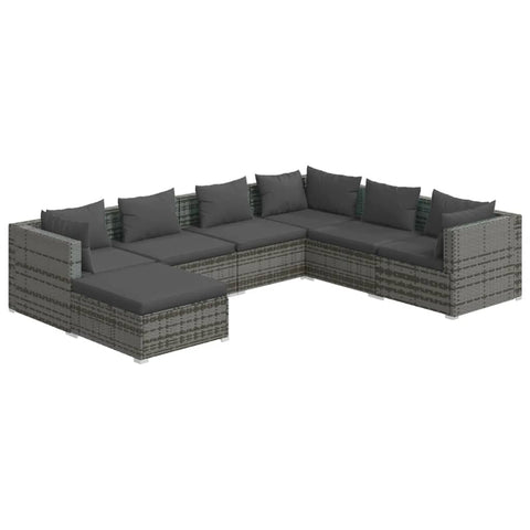 7 Piece Garden Lounge Set With Cushions Poly Rattan Grey Patio Furniture Sets
