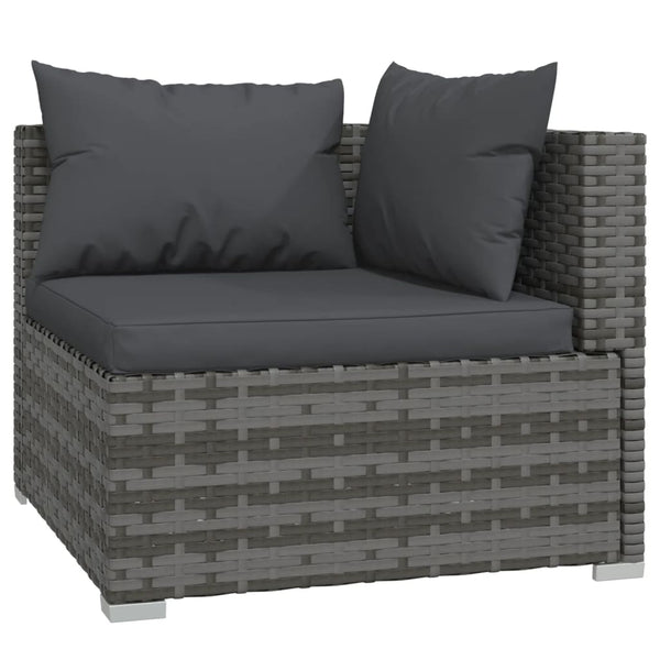 7 Piece Garden Lounge Set With Cushions Poly Rattan Grey Patio Furniture Sets