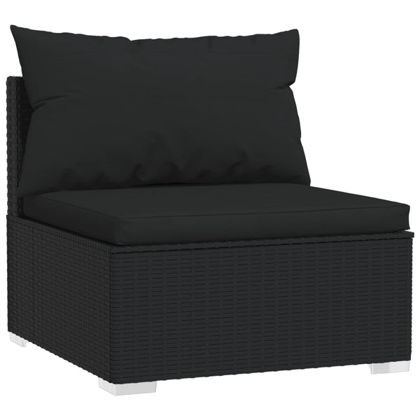 8 Piece Garden Lounge Set With Cushions Poly Rattan Black Patio Furniture Sets