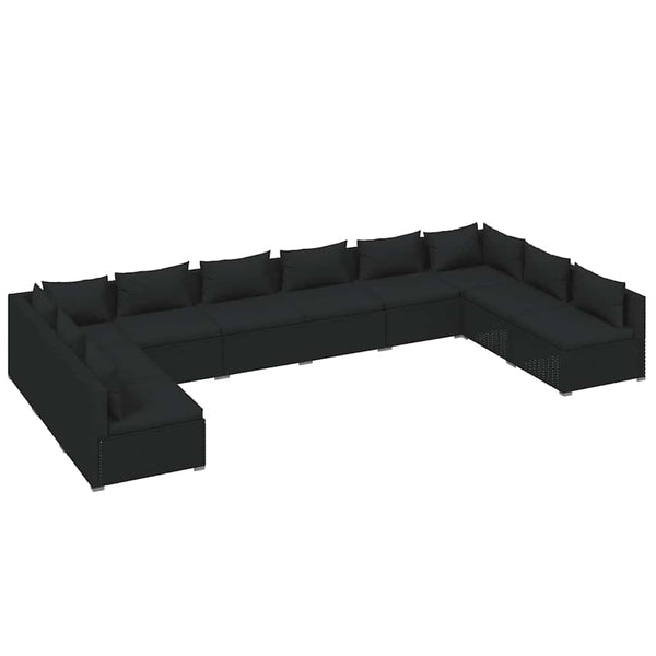 Vidaxl 10 Piece Garden Lounge Set With Cushions Poly Rattan Black Other Patio & Garden Furniture