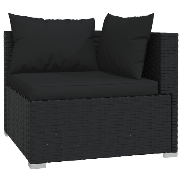 9 Piece Garden Lounge Set With Cushions Poly Rattan Black Patio Furniture Sets