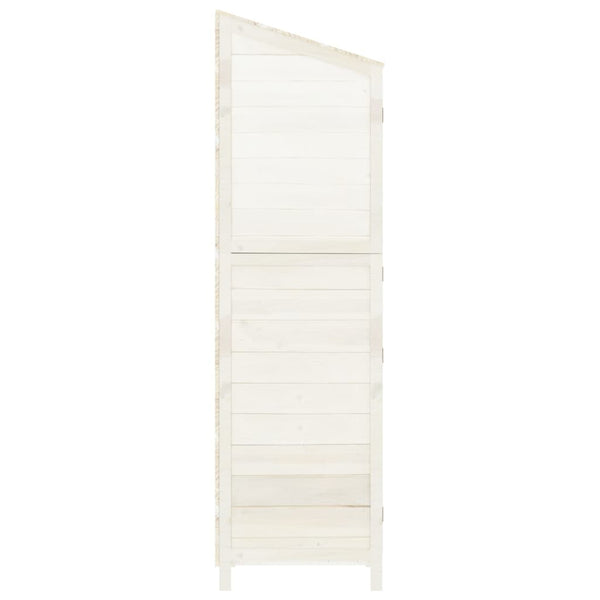 Vidaxl Garden Shed White 55X52x174.5 Cm Solid Wood Fir Sheds Summerhouses Carports