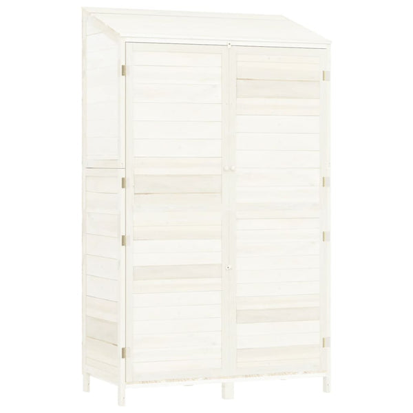 Garden Shed White 102X52x174.5 Cm Solid Wood Fir Sheds Summerhouses Carports