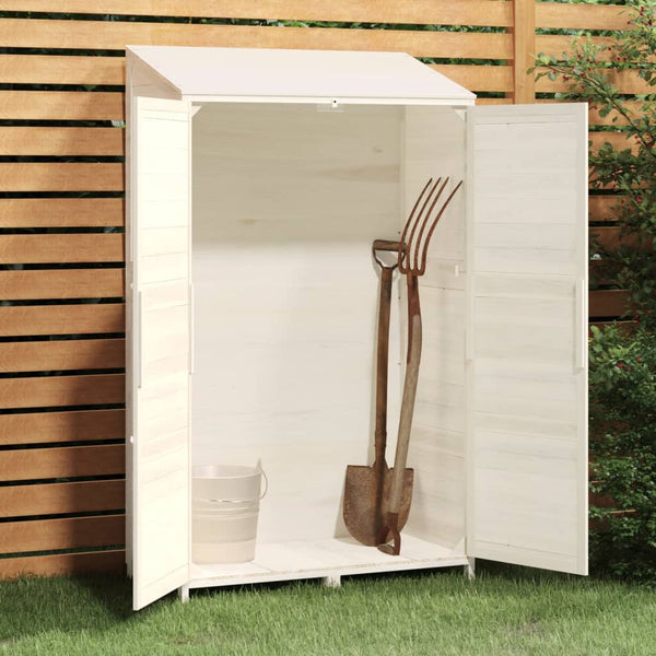 Garden Shed White 102X52x174.5 Cm Solid Wood Fir Sheds Summerhouses Carports