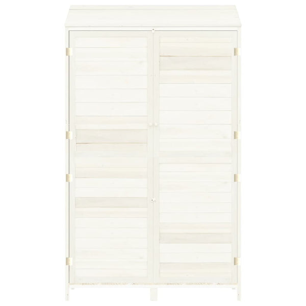 Garden Shed White 102X52x174.5 Cm Solid Wood Fir Sheds Summerhouses Carports
