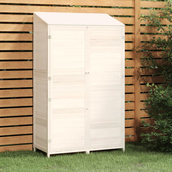 Garden Shed White 102X52x174.5 Cm Solid Wood Fir Sheds Summerhouses Carports