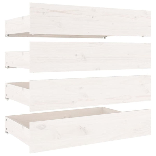 Vidaxl Bed Drawers 4 Pcs White Solid Wood Pine Dressers & Chests Of Drawers
