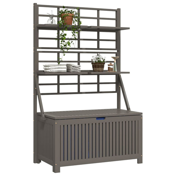Storage Box With Trellis Grey 99X50x160 Cm Solid Wood Acacia Storage Deck Boxes