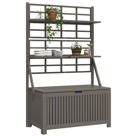 Storage Box With Trellis Grey 99X50x160 Cm Solid Wood Acacia Storage Deck Boxes