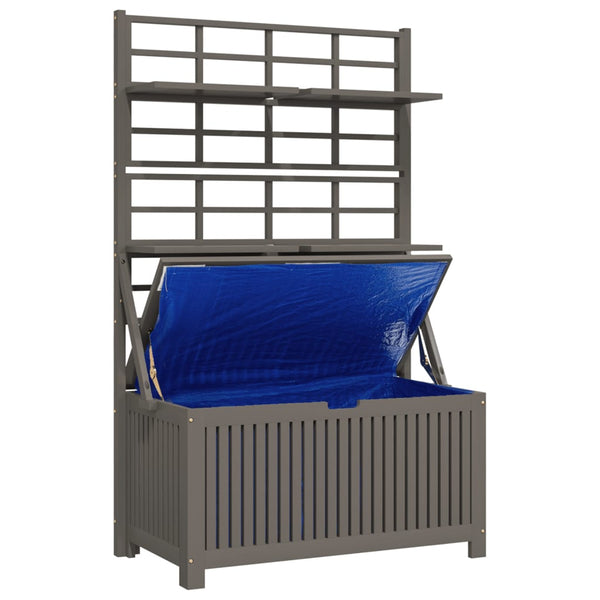 Storage Box With Trellis Grey 99X50x160 Cm Solid Wood Acacia Storage Deck Boxes