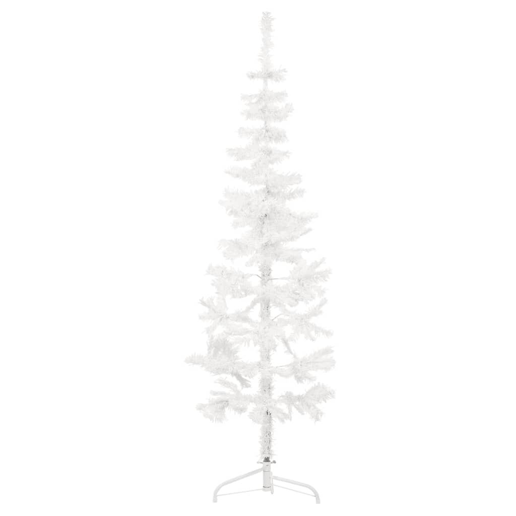 Slim Artificial Half Christmas Tree With Stand White 150 Cm Seasonal Decorations
